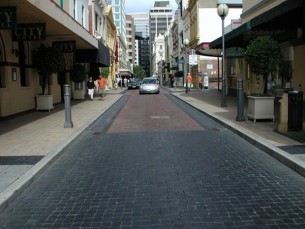 Kimberley Black Granite Cobblestones utilised in King Street, Perth CBD.