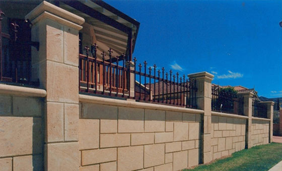 Natural Tamala Limestone bullnose coping and gothic pier caps